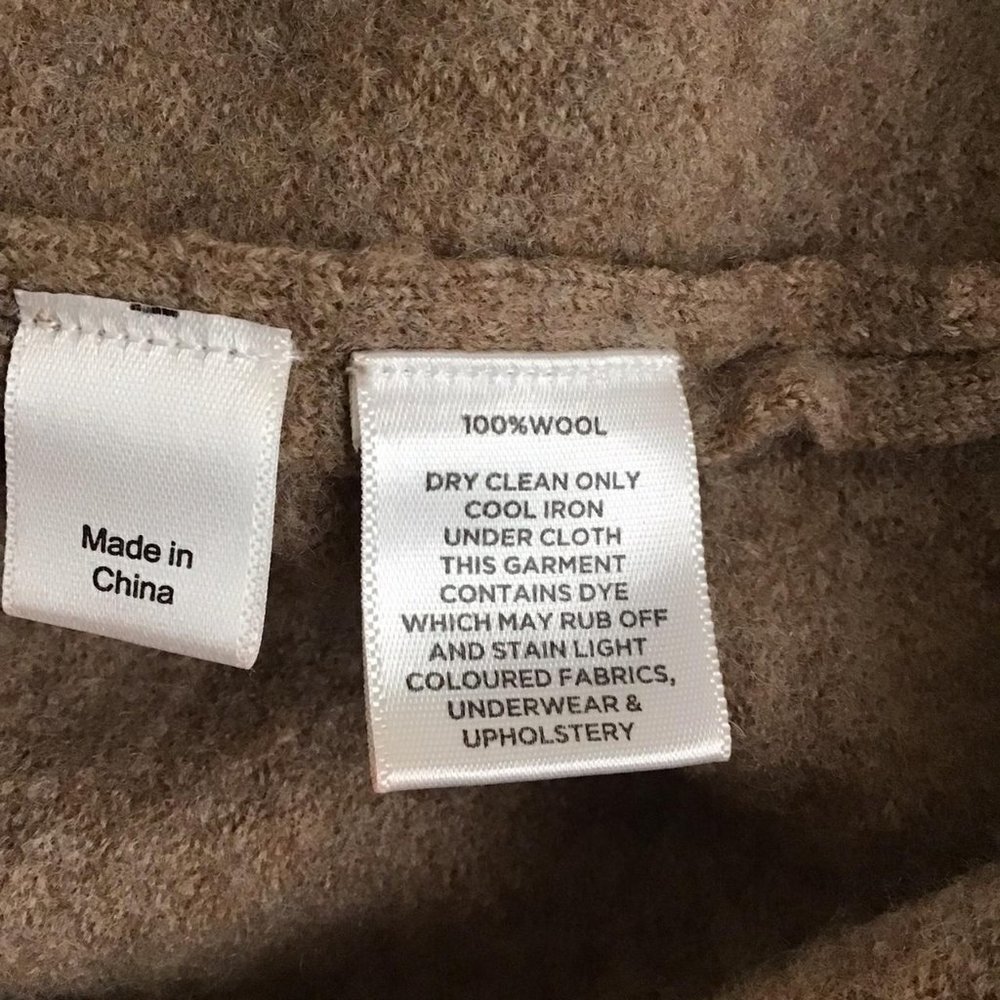 Saba pure thick wool colour-blocking camel & slate-grey sweater /Size L - Picture 6 of 8